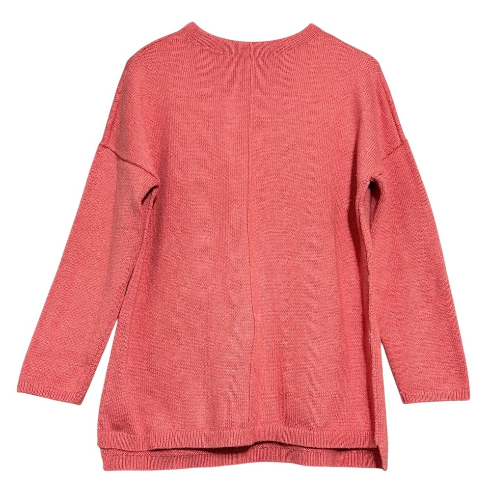 J. Jill Sweater Women Medium Pink Coral Oversized Box Cable Knit 3/4 Sleeve